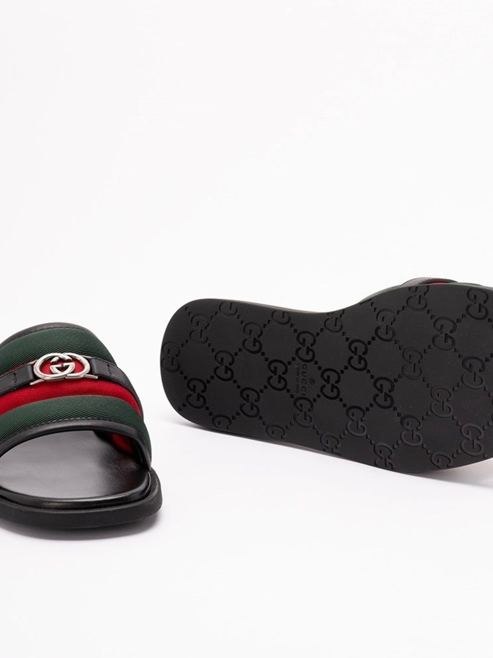 GUCCI GG logo web stripe slides sandals - Picture 5 of 5